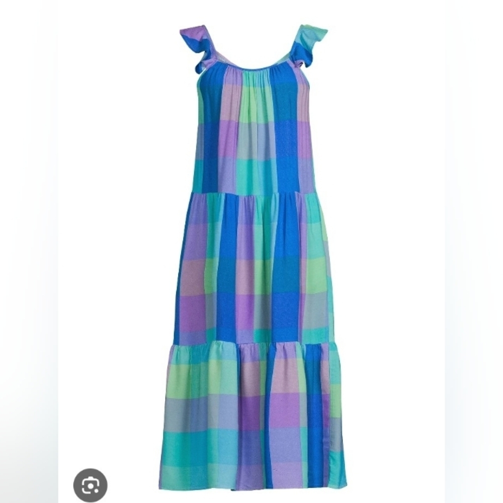 New Cond. Silky Pleated Tiered Maxi Dress XXL 22 Boho‎ With  Pockets